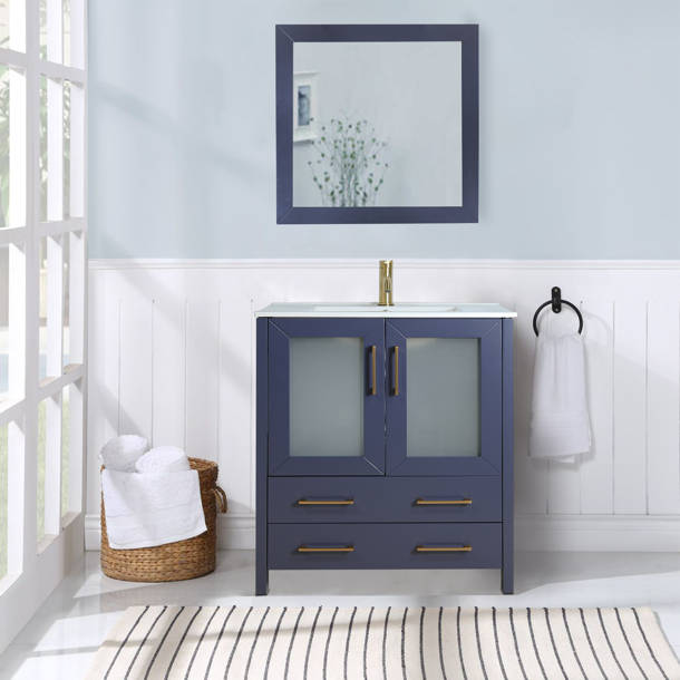 Wade Logan® Karson 35.8'' Single Bathroom Vanity with Engineered Marble